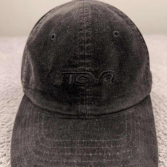 Teva Hat Cap Adult One Size Black Corduroy Baseball Outdoor Hiking Gorp - Picture 2 of 9